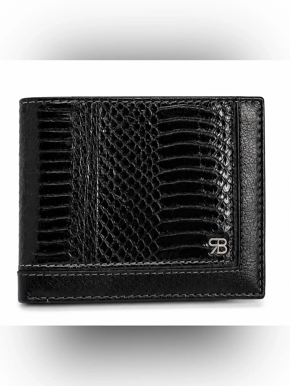 Renato Balestra Italy Men's Black Leather Python Embossed BiFold Wallet NIB